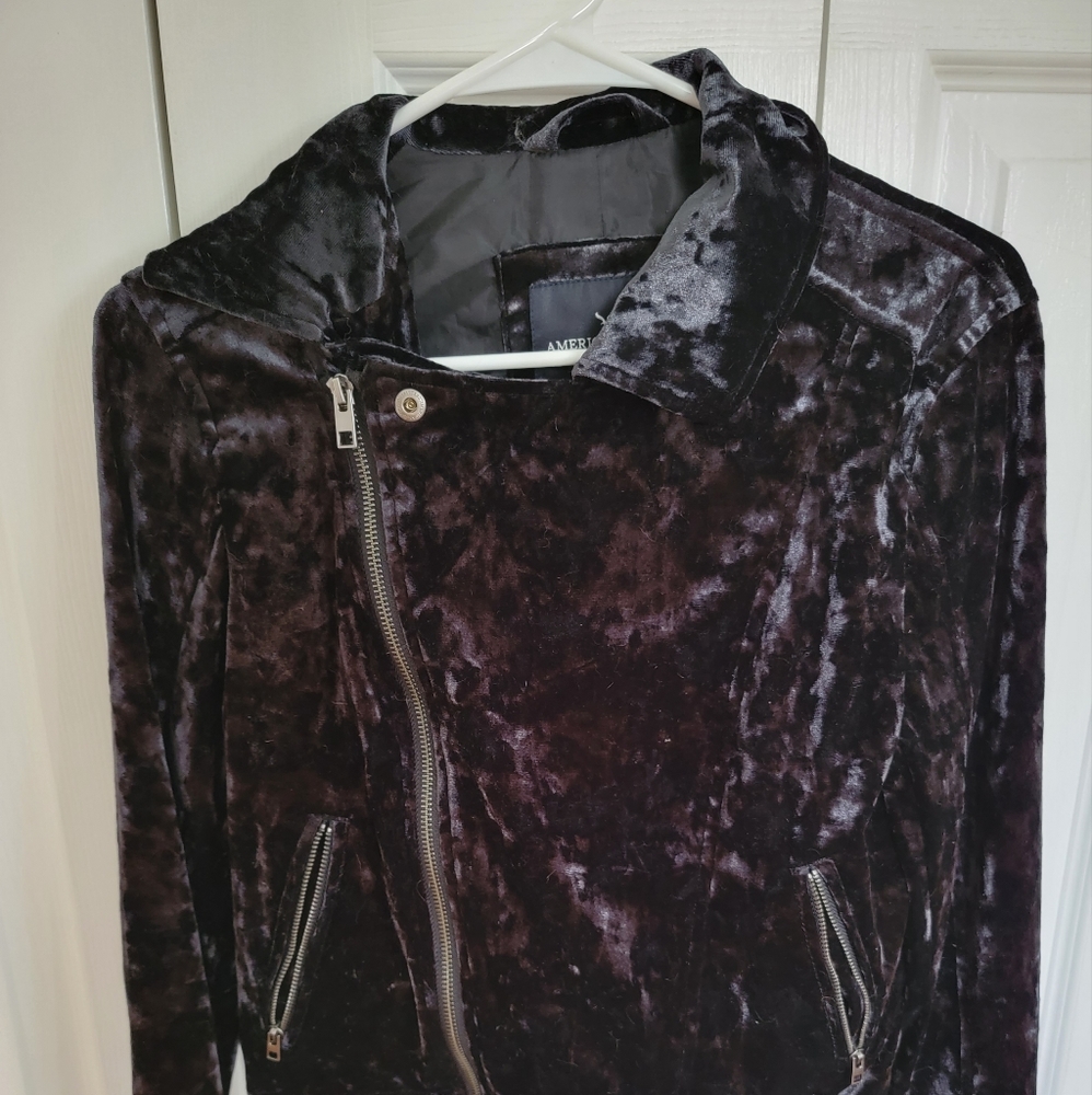 American Eagle Crushed Velvet Motorcycle Jacket